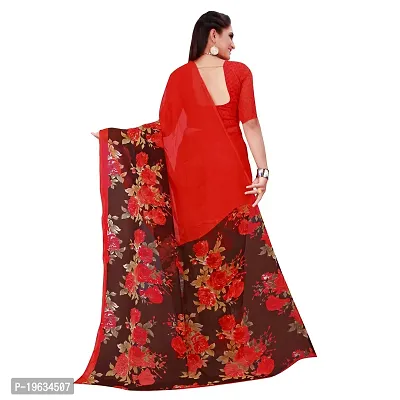 Todaydeal Red Printed Georgette saree with Blouse-thumb3