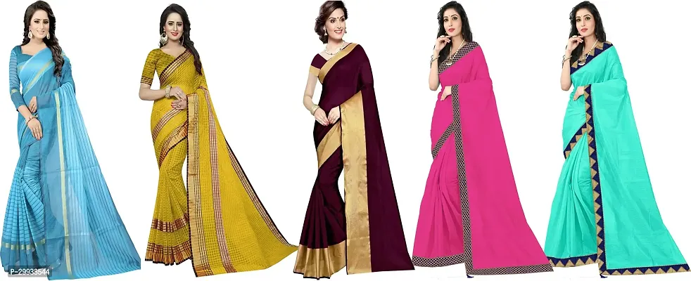 Stylish Fancy Art Silk Saree With Blouse Piece For Women Pack Of 5-thumb0