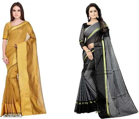 Stylish Fancy Georgette Saree With Blouse Piece Combo For Women Pack Of 2-thumb0