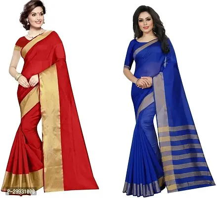 Stylish Fancy Georgette Saree With Blouse Piece Combo For Women Pack Of 2-thumb0