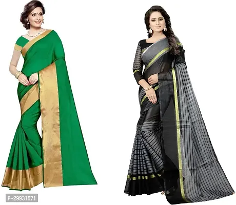 Stylish Fancy Georgette Saree With Blouse Piece Combo For Women Pack Of 2-thumb0