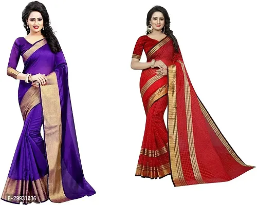 Stylish Fancy Georgette Saree With Blouse Piece Combo For Women Pack Of 2