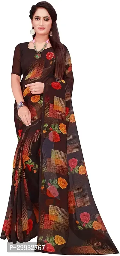 Stylish Fancy Georgette Saree With Blouse Piece For Women-thumb0