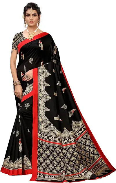 BEAUTIFUL ART SILK SAREE WITH BLOUSE PIECE