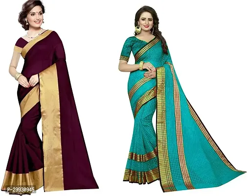 Stylish Fancy Georgette Saree With Blouse Piece Combo For Women Pack Of 2-thumb0