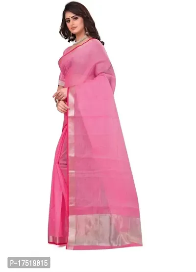 Women Stylish Cotton Silk Solid Saree with Blouse piece-thumb4