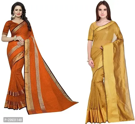 Stylish Fancy Georgette Saree With Blouse Piece Combo For Women Pack Of 2-thumb0