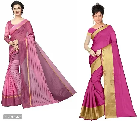 Stylish Fancy Georgette Saree With Blouse Piece Combo For Women Pack Of 2-thumb0