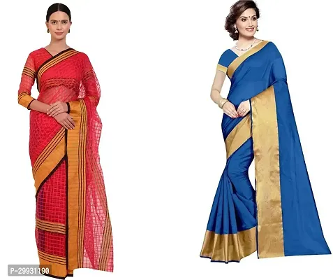 Stylish Fancy Georgette Saree With Blouse Piece Combo For Women Pack Of 2