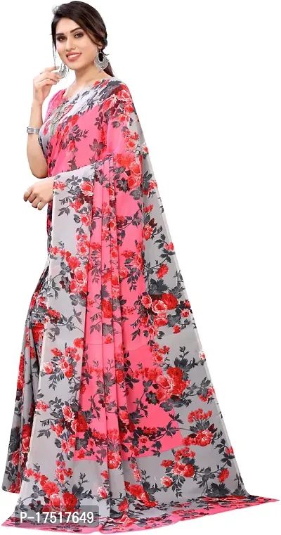 Women Stylish Art Silk Printed Saree with Blouse piece-thumb2