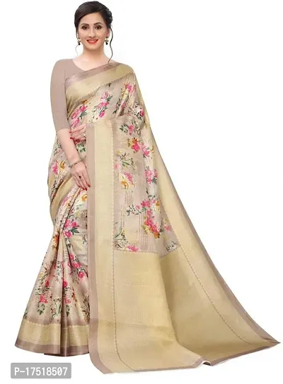 Women Stylish Art Silk Printed Saree with Blouse piece-thumb0