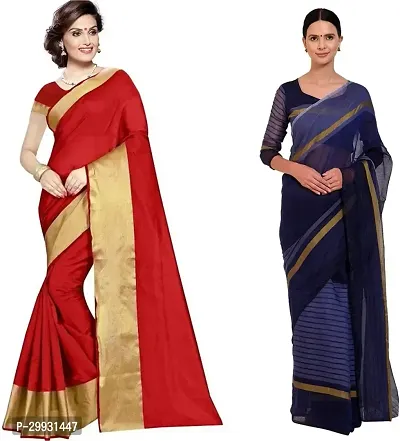 Stylish Fancy Georgette Saree With Blouse Piece Combo For Women Pack Of 2-thumb0