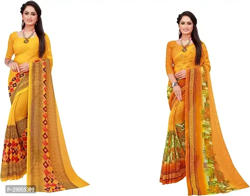 Stylish Fancy Georgette Saree With Blouse Piece For Women Pack Of 2