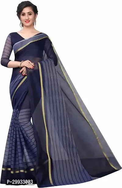 Stylish Fancy Cotton Silk Saree With Blouse Piece For Women-thumb0