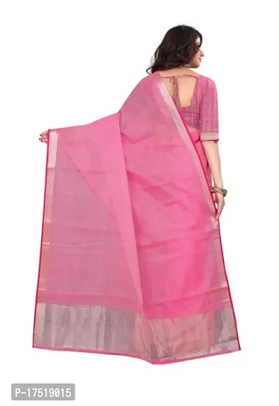 Women Stylish Cotton Silk Solid Saree with Blouse piece-thumb2