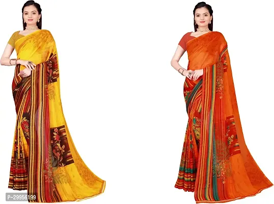 Stylish Fancy Georgette Saree With Blouse Piece For Women Pack Of 2-thumb0