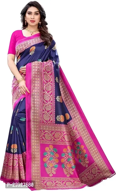 Stylish Fancy Cotton Silk Saree With Blouse Piece For Women-thumb0