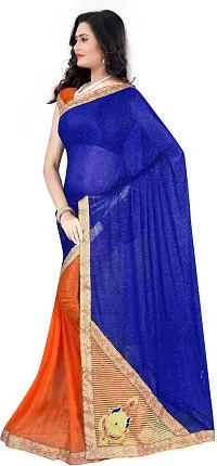 Stylish Fancy Silk Blend Saree With Blouse Piece For Women-thumb2