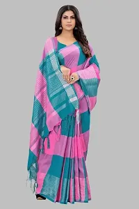 Stylish Fancy Silk Blend Saree With Blouse Piece For Women-thumb1