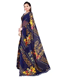 Todaydeal Women  Navy Blue Georgette Foil Printed Saree With Unstithed Blouse(Fl-Georgette59, Free Size)-thumb1