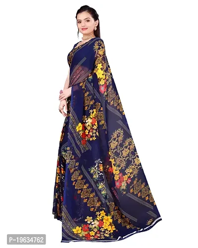 Todaydeal Women  Navy Blue Georgette Foil Printed Saree With Unstithed Blouse(Fl-Georgette59, Free Size)-thumb2