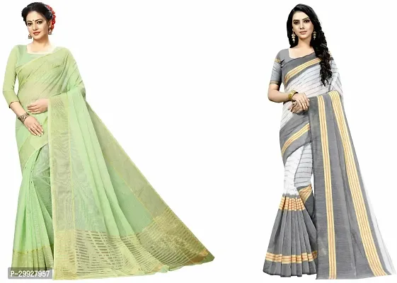 Stylish Fancy Art Silk Saree With Blouse Piece Combo For Women Pack Of 2-thumb0