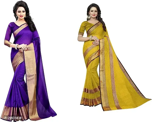 Stylish Fancy Georgette Saree With Blouse Piece Combo For Women Pack Of 2-thumb0