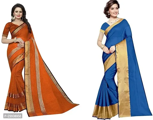 Stylish Fancy Georgette Saree With Blouse Piece Combo For Women Pack Of 2-thumb0