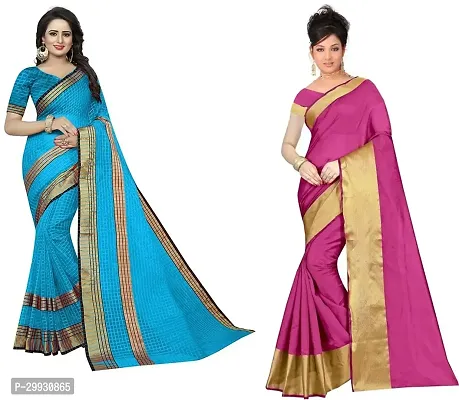 Stylish Fancy Georgette Saree With Blouse Piece Combo For Women Pack Of 2-thumb0