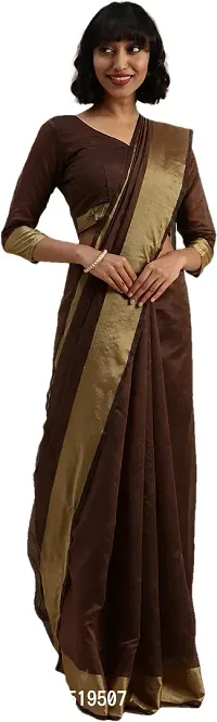 Women Stylish Art Silk Solid Saree with Blouse piece-thumb0