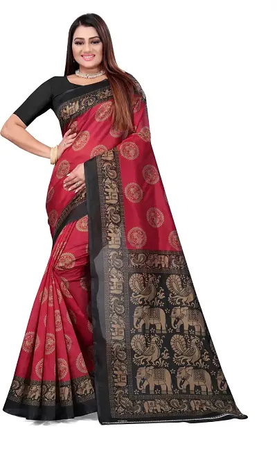 New In Art Silk Saree with Blouse piece 