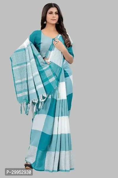 Stylish Fancy Silk Blend Saree With Blouse Piece For Women-thumb3