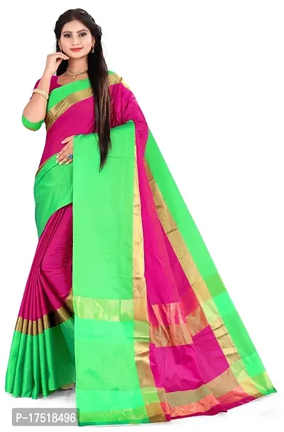 Women Stylish Cotton Silk Self Pattern Saree with Blouse piece-thumb0