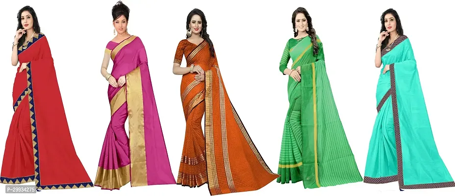 Stylish Fancy Art Silk Saree With Blouse Piece For Women Pack Of 5-thumb0