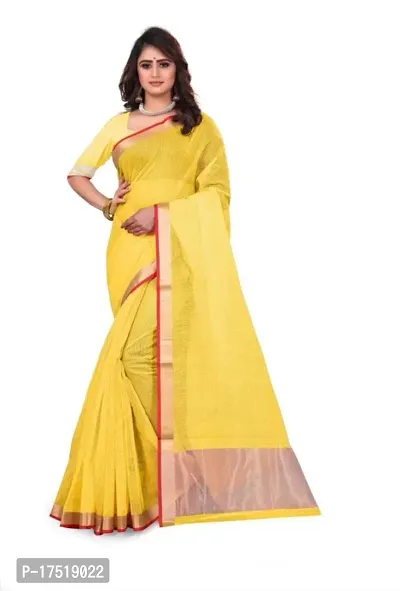 Women Stylish Cotton Silk Solid Saree with Blouse piece-thumb4