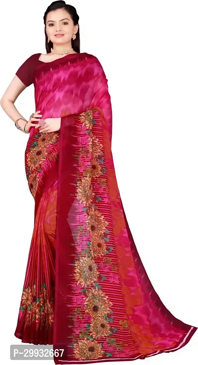 Stylish Fancy Georgette Saree With Blouse Piece For Women-thumb0