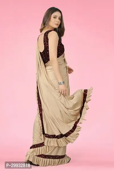 Stylish Fancy Lycra Saree With Blouse Piece For Women-thumb2