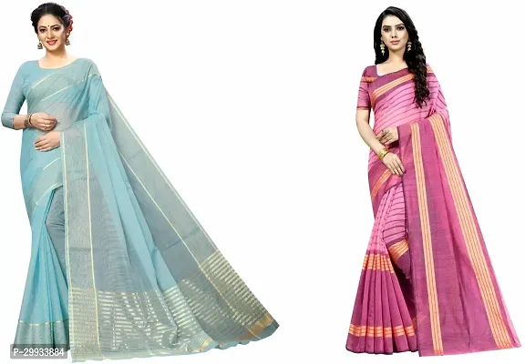 Stylish Fancy Art Silk Saree With Blouse Piece For Women Pack Of 2-thumb0