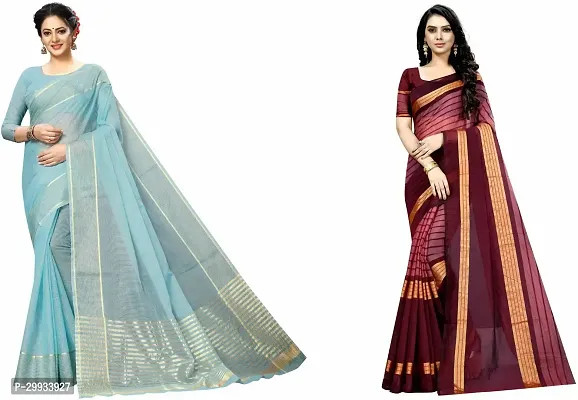 Stylish Fancy Art Silk Saree With Blouse Piece For Women Pack Of 2-thumb0