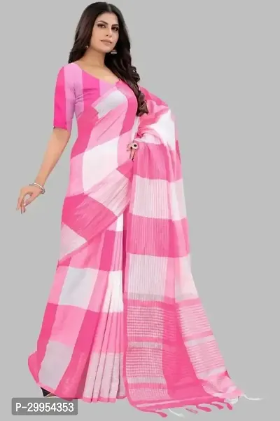 Stylish Fancy Silk Blend Saree With Blouse Piece For Women-thumb2