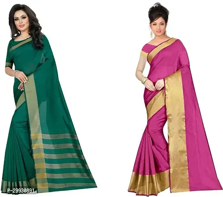 Stylish Fancy Georgette Saree With Blouse Piece Combo For Women Pack Of 2