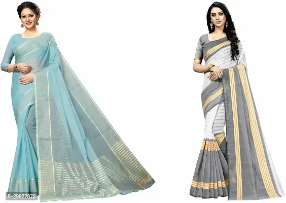 Stylish Fancy Art Silk Saree With Blouse Piece Combo For Women Pack Of 2-thumb0