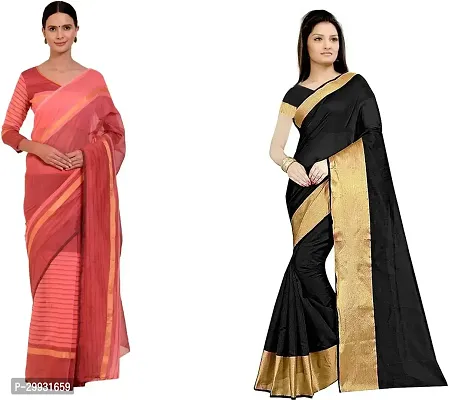 Stylish Fancy Georgette Saree With Blouse Piece Combo For Women Pack Of 2-thumb0