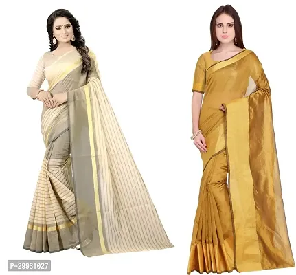 Stylish Fancy Georgette Saree With Blouse Piece Combo For Women Pack Of 2-thumb0