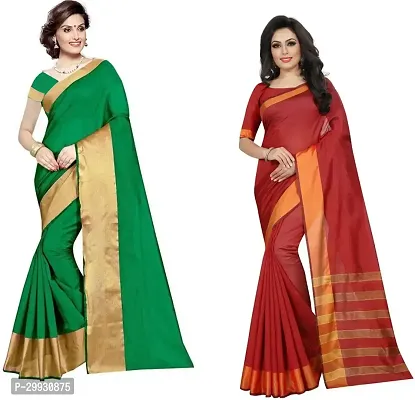 Stylish Fancy Georgette Saree With Blouse Piece Combo For Women Pack Of 2-thumb0