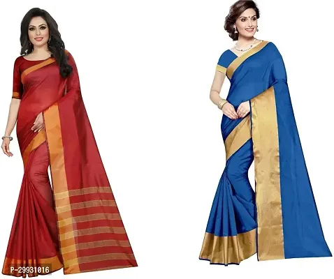 Stylish Fancy Georgette Saree With Blouse Piece Combo For Women Pack Of 2-thumb0