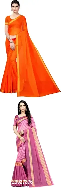 Stylish Fancy Art Silk Saree With Blouse Piece Combo For Women Pack Of 2-thumb0