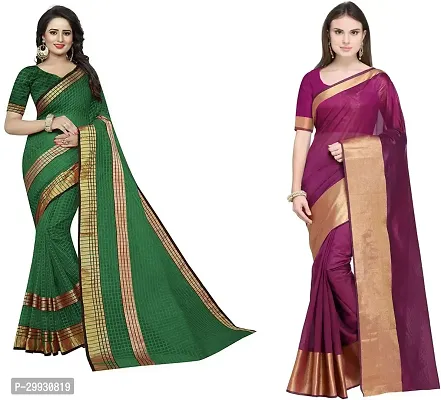 Stylish Fancy Georgette Saree With Blouse Piece Combo For Women Pack Of 2-thumb0