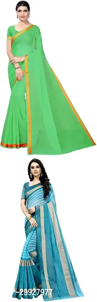 Stylish Fancy Art Silk Saree With Blouse Piece Combo For Women Pack Of 2-thumb0