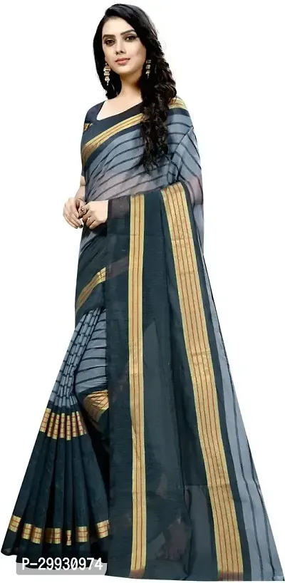 Stylish Fancy Cotton Silk Saree With Blouse Piece For Women-thumb3